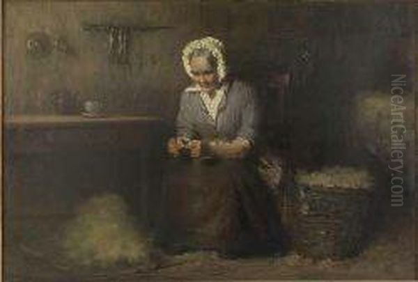 Granny's Work Oil Painting by John Blair