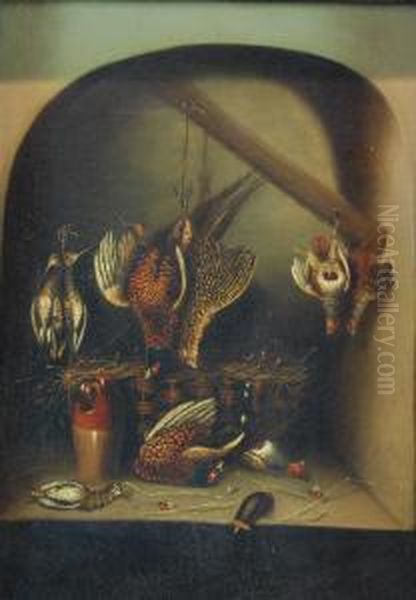 A Still Life Of Dead Game In A Pantry Oil Painting by Benjamin Blake