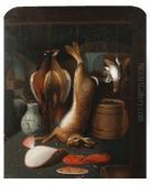 Fish And Game In A Larder Oil Painting by Benjamin Blake