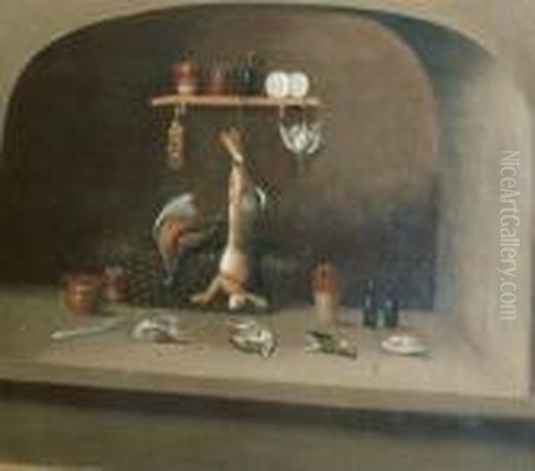 Still Life With Game And Glasswear In A Nook Oil Painting by Benjamin Blake