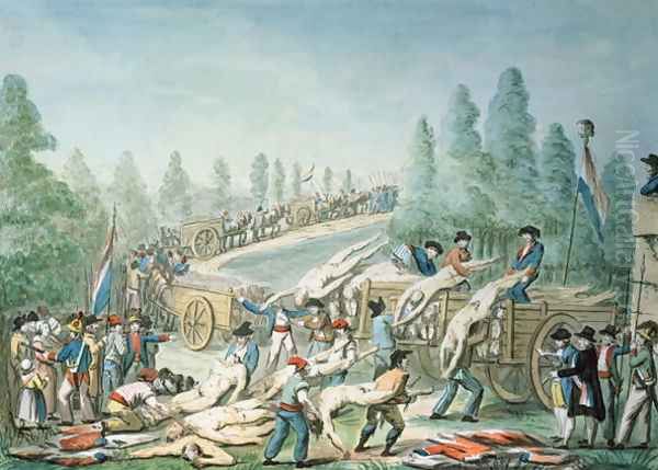 Transporting Corpses during the Revolution, c.1790 Oil Painting by Etienne Bericourt