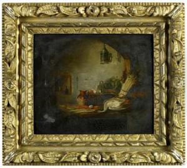 A Bountiful Kitchen Oil Painting by Benjamin Blake