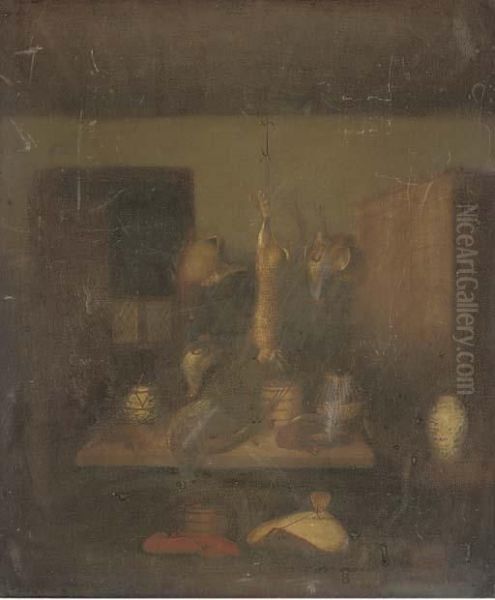 Game In A Larder; And A Hare With Other Game Oil Painting by Benjamin Blake