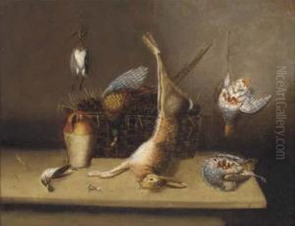 Game In A Larder; And Fish And Game In A Larder Oil Painting by Benjamin Blake