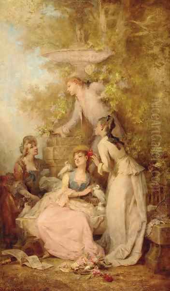 The courtship Oil Painting by Faustin Besson