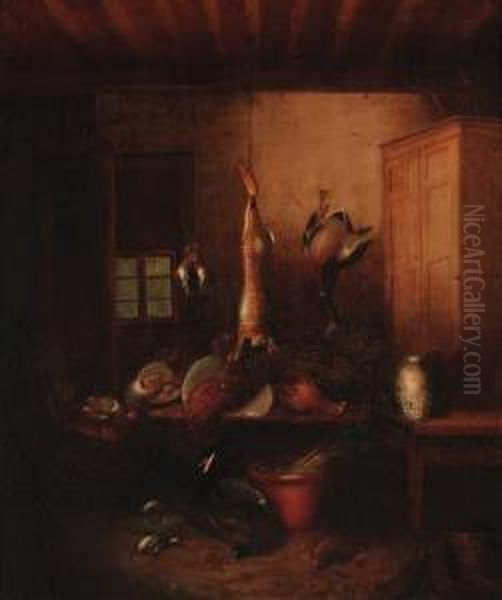 Dead Game Hanging In A Larder Oil Painting by Benjamin Blake