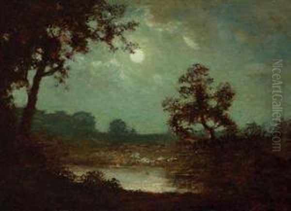 Landscape At Moonlight Oil Painting by Ralph Albert Blakelock