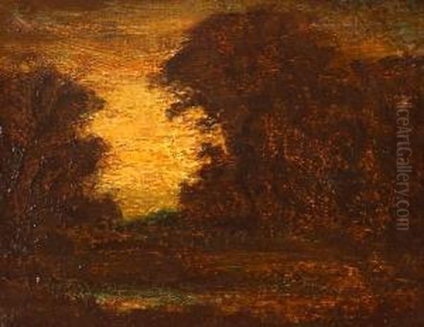 Landscape At Dusk Oil Painting by Ralph Albert Blakelock