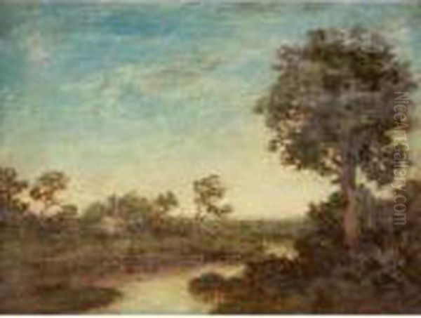 River Landscape Oil Painting by Ralph Albert Blakelock