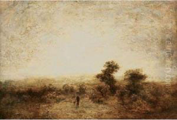 Lone Figure In A Landscape Oil Painting by Ralph Albert Blakelock