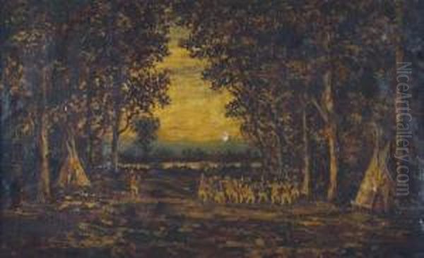 Native American Encampment Oil Painting by Ralph Albert Blakelock