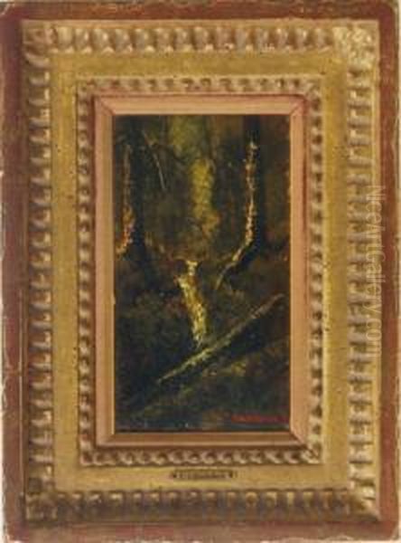 Forest With Waterfall And Fallen Tree Oil Painting by Ralph Albert Blakelock