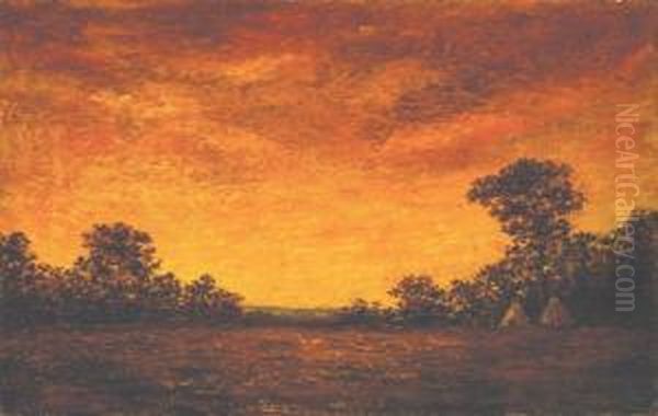 Indian Encampment At Sunset Oil Painting by Ralph Albert Blakelock