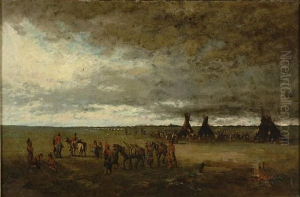 Indian Camp Oil Painting by Ralph Albert Blakelock