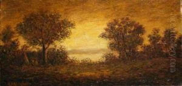 Sunset - Indian Encampment Oil Painting by Ralph Albert Blakelock