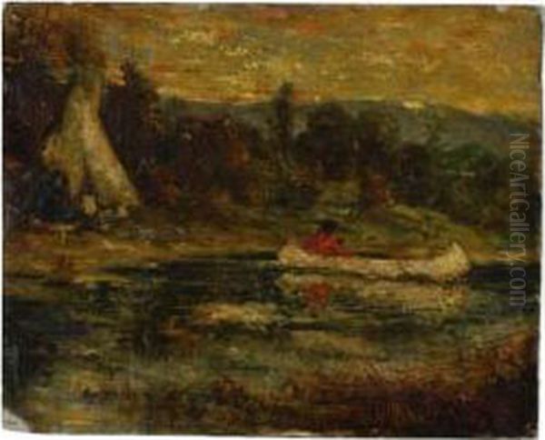 The Canoe, Late Afternoon Oil Painting by Ralph Albert Blakelock