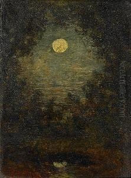 Full Moon Through The Woods Oil Painting by Ralph Albert Blakelock