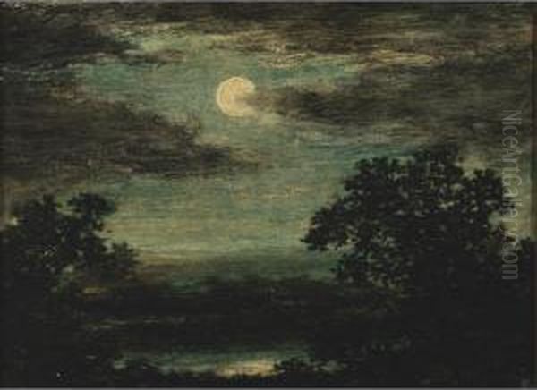 Moonlight On The River Oil Painting by Ralph Albert Blakelock