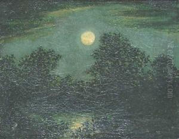 A Full Moon Over The Forest Oil Painting by Ralph Albert Blakelock