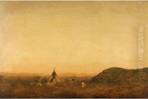 Indian Camp Oil Painting by Ralph Albert Blakelock