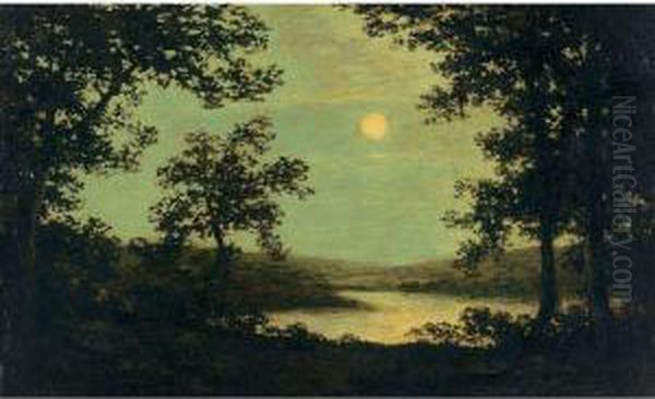 Moonlight On The Columbia River Oil Painting by Ralph Albert Blakelock