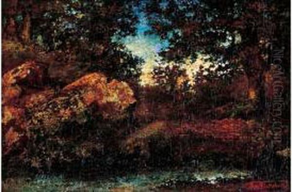 < Sous-bois >. Oil Painting by Ralph Albert Blakelock