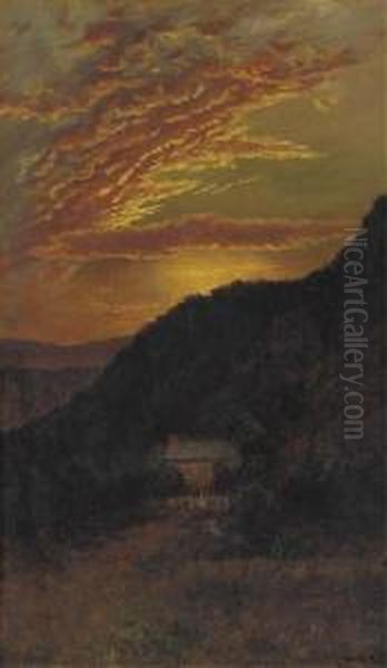 Sunset Over Mountains Oil Painting by Ralph Albert Blakelock