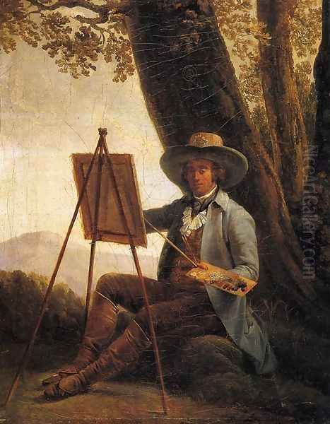 An Artist in the Campagna Oil Painting by Auguste Bouchet