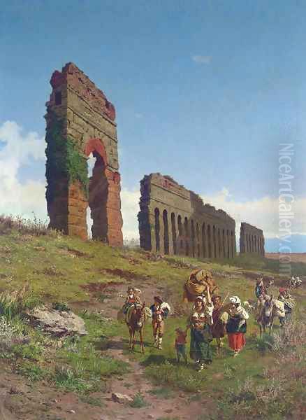 Passing by the Ruins Oil Painting by Pietro Barucci