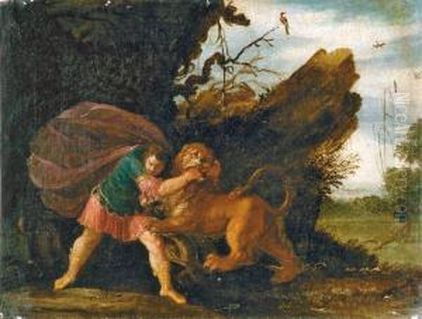 Samson Et Le Lion Oil Painting by Jacques Blanchard