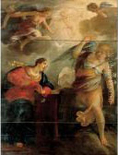 L'annonciation [jacques Blanchard ; The Annunciation ; Oil On Panel] Oil Painting by Jacques Blanchard