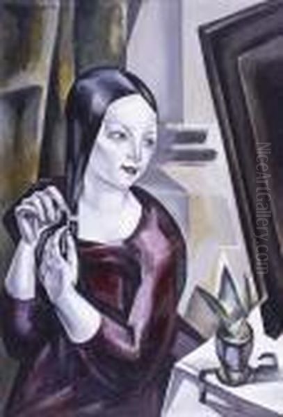 Mujer Ante El Espejo Oil Painting by Maria Blanchard