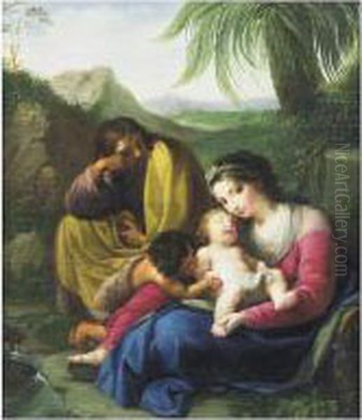 La Sainte Famille Avec Saint Jean-baptiste Dans Un Paysage Oil Painting by Louis Gabriel Blanchet