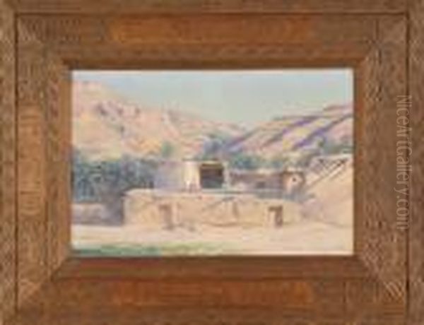 Mchounech-biskra 1902. Oil Painting by Jules Blancpain