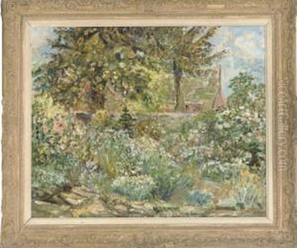 A Sunny Day In The Garden Oil Painting by Emily Beatrice Bland