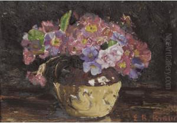 A Vase Of Polyanthus Oil Painting by Emily Beatrice Bland