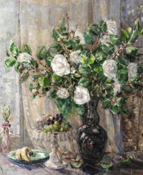 Still Life With Flowers And Fruit Oil Painting by Emily Beatrice Bland