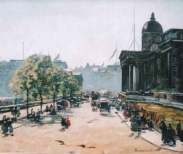 The National Gallery, Trafalgar Square Oil Painting by Louis Braquaval