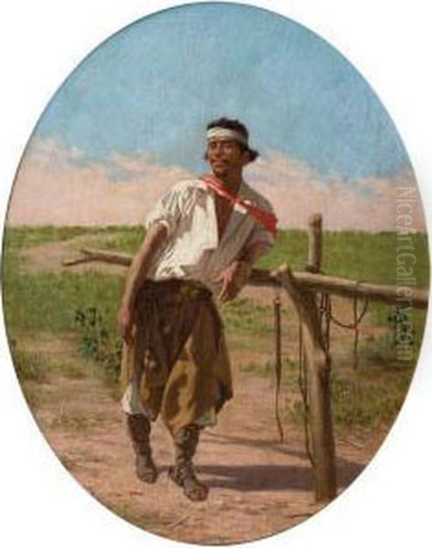 Gaucho En El Palenque Oil Painting by Juan Manuel Blanes