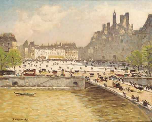 Place de l'Hotel de Ville, Paris Oil Painting by Louis Braquaval