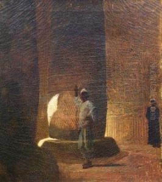 Temple Of Horus At Edfou, Upper Egypt Oil Painting by Edwin Howland Blashfield