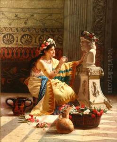 Greek Temple Maiden Oil Painting by Edwin Howland Blashfield