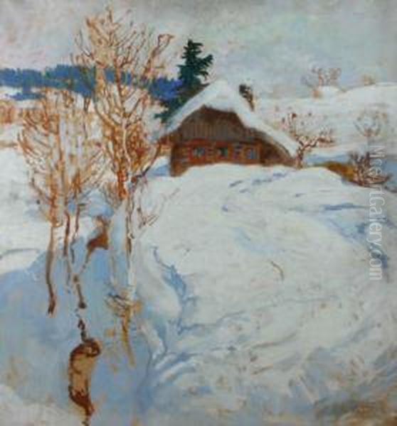 Winter - Study Oil Painting by Oldrich Blazicek