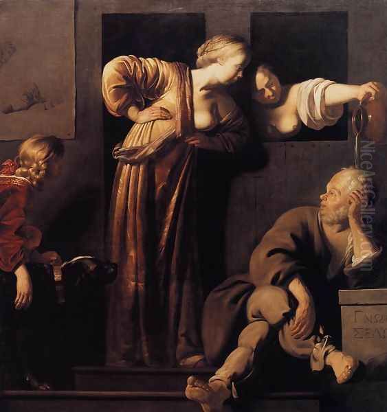 Xantippe Dousing Socrates c. 1655 by Reyer van Blommendael