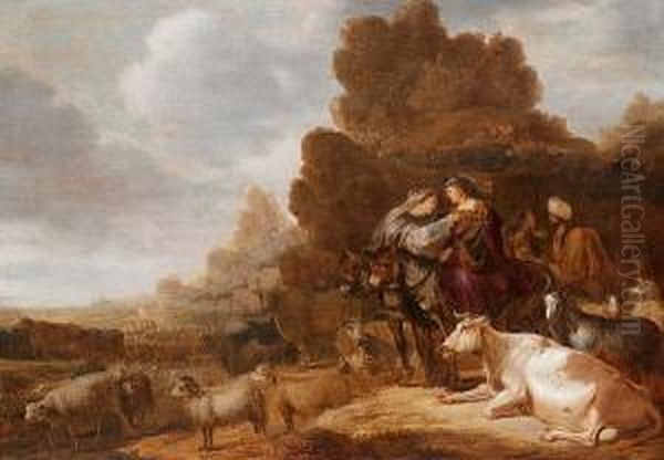 The Departure Of Abraham And Sarah From Lot And His Wife Oil Painting by Gerrit Claesz Bleker