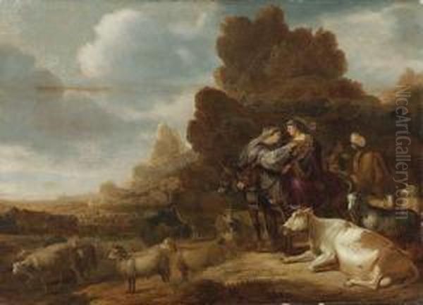 The Parting Of The Family Of Abraham From The Family Of Lot Oil Painting by Gerrit Claesz Bleker