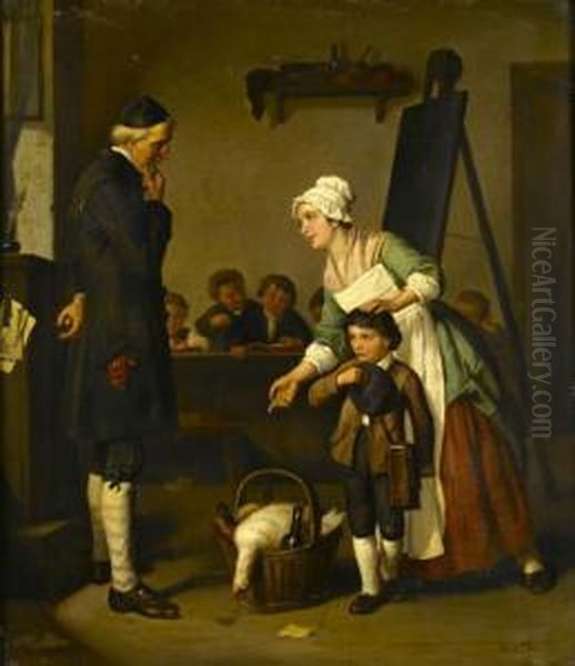 A Gift For The Schoolmaster Oil Painting by David Bles