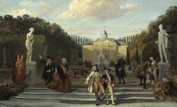 Elegant Group In A Park. Oil Painting by David Bles