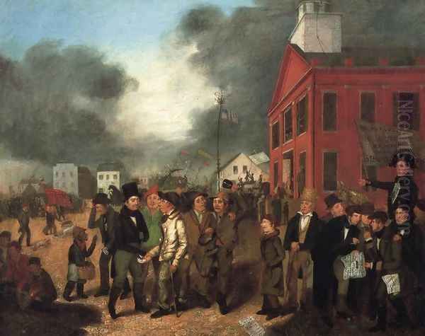 First State Election, Michigan, 1837 Oil Painting by Thomas Mickell Burnham