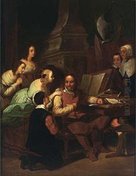 Cromwell Sa Famille Intercede Pour Charles I Oil Painting by David Bles